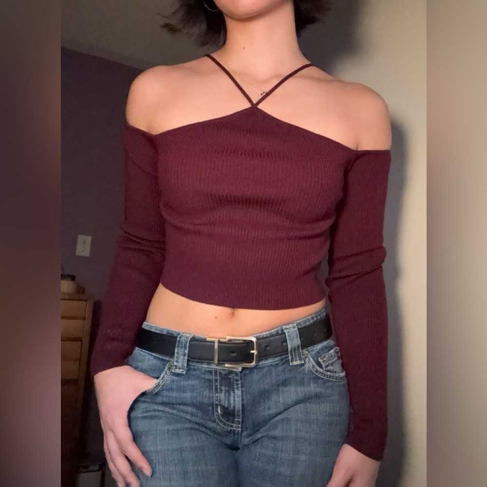 Garage Baddie Maroon Knit Top